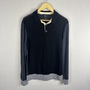 Armani Exchange Merino Wool Colorblock Long Sleeve Polo Shirt XL